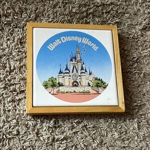 Walt Disney World Castle Themed Wood Framed Ceramic Tile Trivet